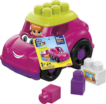 Mega Bloks First Builders Toddler Building Blocks Toy Set, Catie Convertible With 6 Pieces And Storage, 1 Figure, Pink, Ages 1+ Years