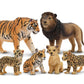 Toymany 8PCS Plastic Jungle Animals Playset - Realistic Lion, Tiger, Cheetah, Black Panther - PVC Figurines for Kids, Birthday Cake Toppers