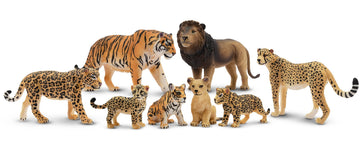 Toymany 8PCS Plastic Jungle Animals Playset - Realistic Lion, Tiger, Cheetah, Black Panther - PVC Figurines for Kids, Birthday Cake Toppers