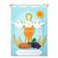 Wettarn First Communion Banner Kit for Boys Girls 9 x 12 Catholic Christian Religious Crafts Felt DIY Holy Communion Banner for 