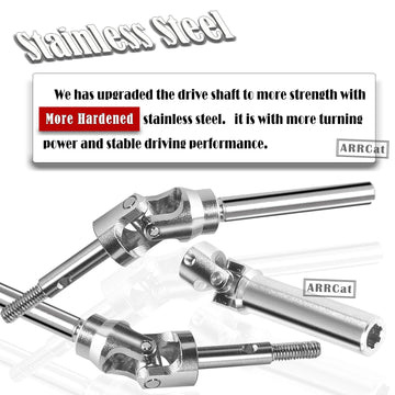4PCS Stainless Steel Drive Shaft CVD Upgrades Part for 1/10 Stampede VXL 4X4,Rustler VXL 4X4,Slash VXL 4X4 Platinum Ultimate,Hos