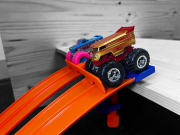 Hot Wheels Compatible Clamp W 4 Lane Start Gate (Blue/Orange)