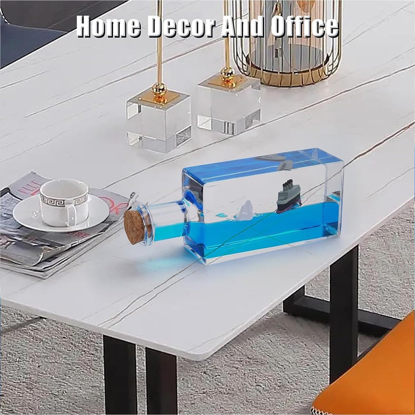 Generic Titanic Cruise Ship Liquid Drift Bottle Decor Unsinkable Titanic Model Boat In A Box Cruise Ship Paperweight Desk Orname