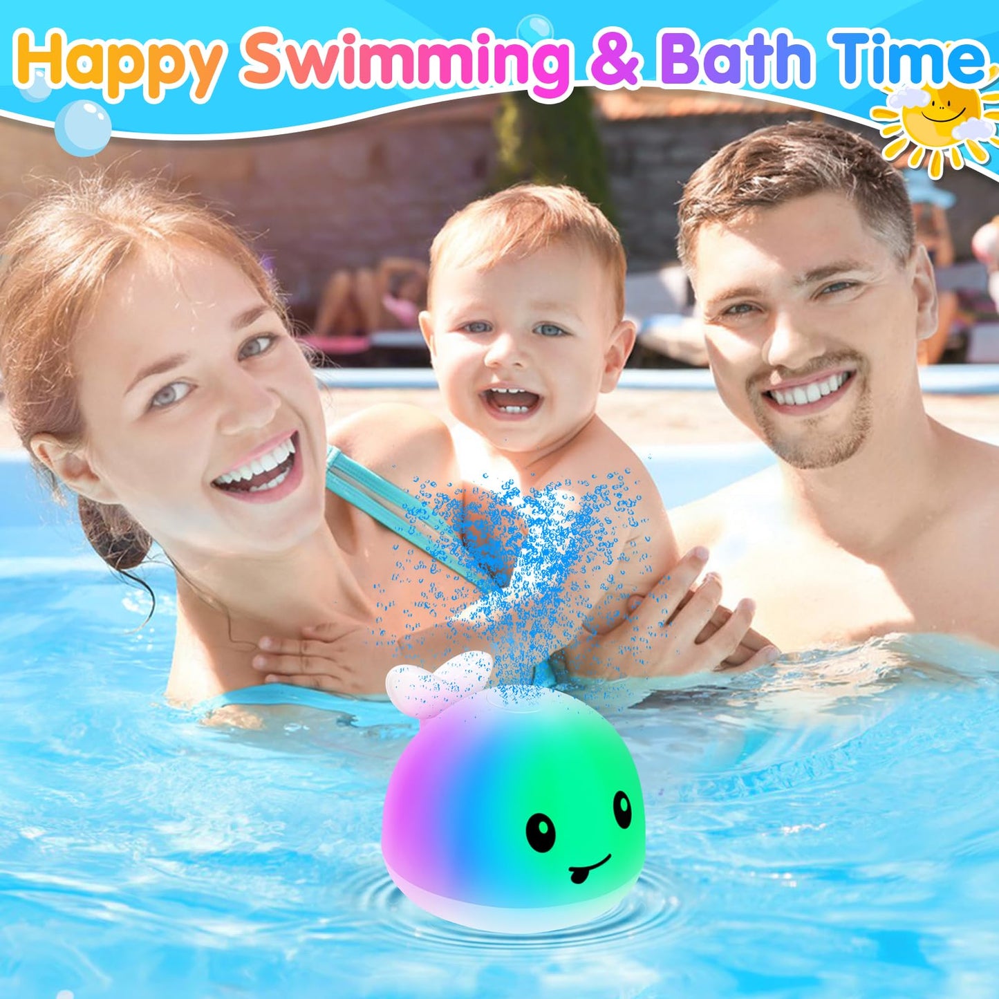 Baby Whale Bath Toy, Baby Bath Toys For 6-12 12-18 Months Bath Toys For Kids Ages 1-3 Light Up Bath Fountain Toys Whale Bath Toy