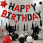 Happy Birthday Balloons Banner, Red Black Happy Birthday Foil Balloons 16 Inch Mylar Foil Letter Balloons With 8 Pcs Black Red S