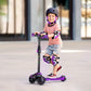 TONBUX Kids Scooter - Adjustable 4 Heights, Light Up Wheels, Shock Absorption, Purple, 5.9*25.6", Model D3