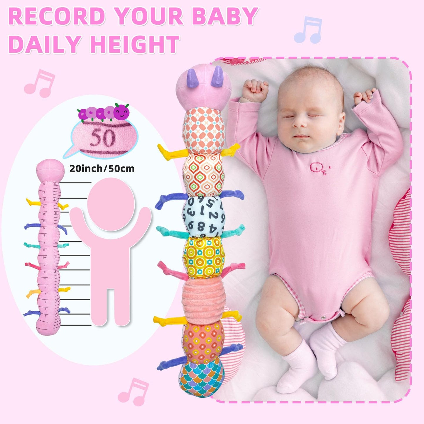 Baby Infant Musical Toy Soft Stuffed Animal Toy With Multi Textures,Rattle,Crinkle,Newborn Baby Toy For 0 3 6 9 12 Months Girls