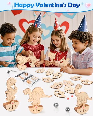 Valentines Day Gifts For Kids, 21 Packs Dinosaur Party Favors, Valentines Cards For Kids Classroom School, Building 3D Puzzles S