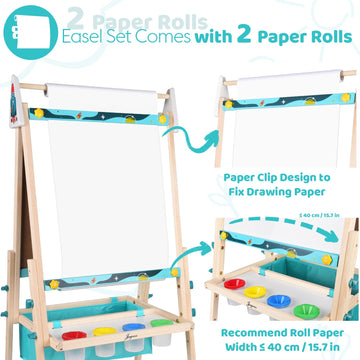 Joyooss Art Easel For Kids, Double Sided Wooden With 98+ Accessories Kids Easel Drawing Board With Magnetic Chalkboard, Dry Eras