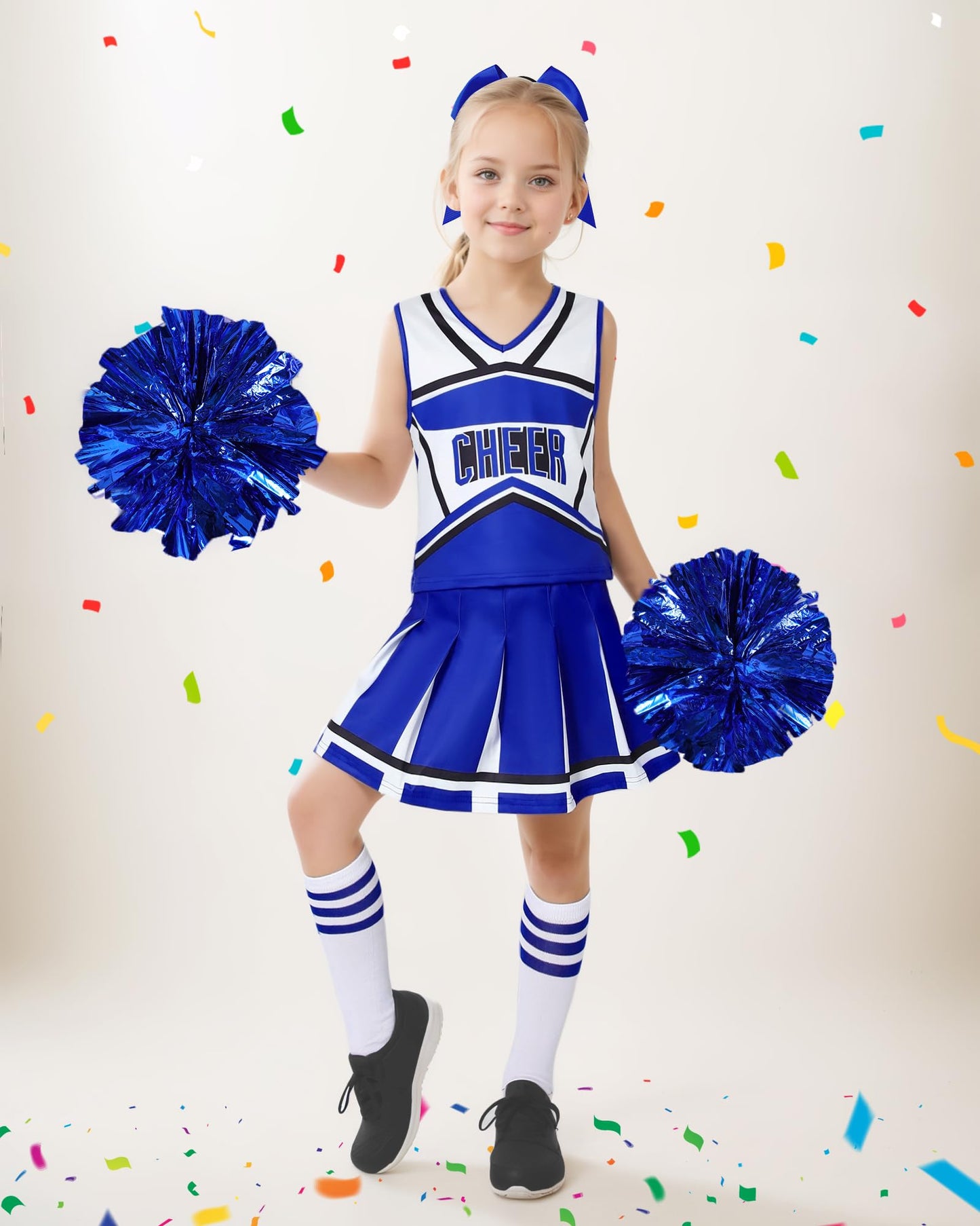 ZapLute Cheerleader Costume for Girls  Cheer Outfit for Halloween  Birthday Gifts  School Events  Cheerleading Practice  7-8 Years