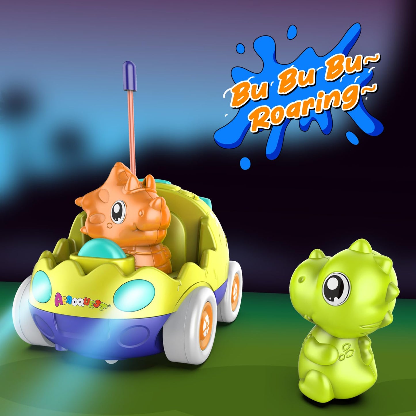 Remote Control Car for Toddlers, Toddler Toys for 18+Months RC Cars with LED Lights & Music, Dinosaur Toys for Kids 2 3 4 5 Year