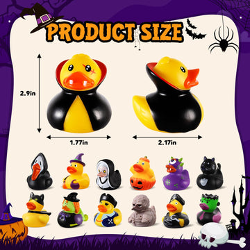 48 PCS Halloween Rubber Ducks with Bag  Bulk Halloween Ducks Toys for Jeeps Ducking Party Favors Goodie Bag Stuffers  Horror Ducks for Halloween  Non Candy Prizes Bath Toys Gifts for Kids