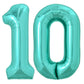 Toniful 40 Inch Large Teal Blue Number 10 Balloons Giant Digital 10 Helium Balloons, Foil Mylar Big Number Balloons For 10Th Bir