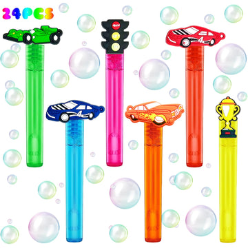 Uoyoi Race Car Party Favors,24Pcs Race Car Bubble Wands For Kids,Cool Bubble Wand For Race Car Birthday Party Supplies,Classroom