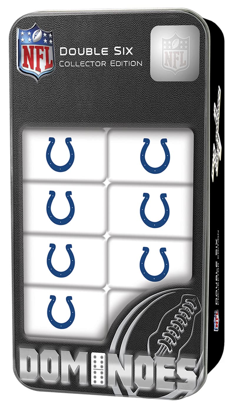 MasterPieces NFL Indianapolis Colts, Double Six Collector Edition Dominoes Game, For Ages 3+, Black, One Size (41675)