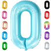 Giant Light Blue 0 Balloon Number - 40 Inch | 0 Foil Balloon | Light Blue Zero Balloon For Ocean Theme Birthday Party Supplies | 0 Mylar Light Blue Number Balloon | Zero Mylar Birthday Decorations