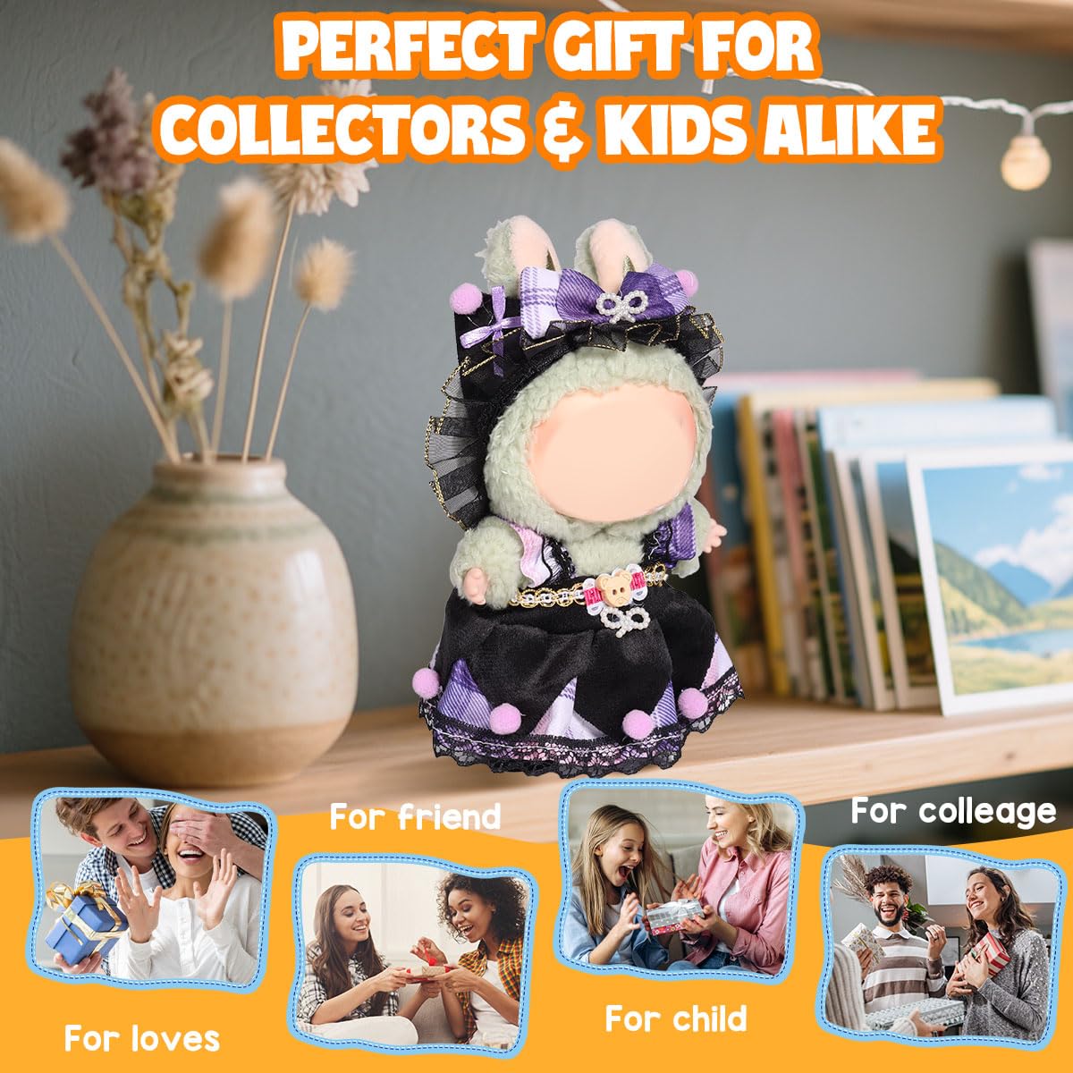 AICase for Labubu Clothes/for Labubu Outfits Clothes Set for 17cm Lububu Doll 3 Piece Set Hat Clothing for LA BUBU  Boys and Girls Stylish Adorable Dolls Clothes Accessories (No Doll)_02