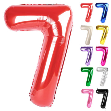 Red Number 7 Balloon 40 Inch, 7 Balloon Number, 7Th Birthday Decorations, Red Party Supplies For Boys Girls