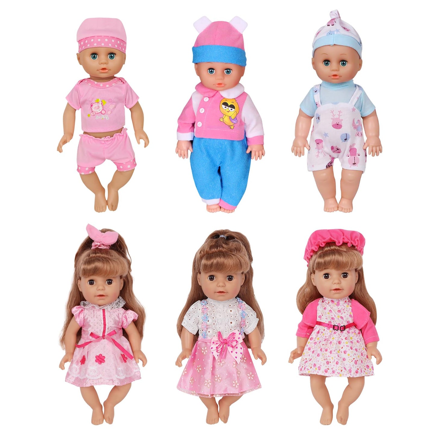 Artst Doll Clothes,12 Inch Baby Doll Clothes[6 Sets](Include 4 Hats + 1 Bowknot ) For 10 Inch Dolls /11 Inch Baby Dolls/ 12 Inch Baby Dolls
