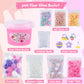 10 Fl Oz Unicorn Slime Kit, Pink Clear Slime Bucket, Slime Party Favors For Kids, Glimmer Crunchy Slime Includes 9 Packs Of Slim