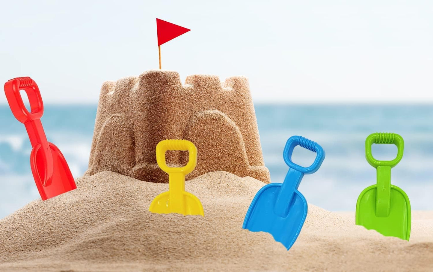 Chochkees Beach Toys Sand Shovel Day Play Set, 10.5'' Inch Shovel, Birthday Treats For Boys And Girls (8-Pack)