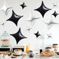 TONIFUL 30Pcs 26In&10In Star Balloons Black and Silver Four Pointed Foil Mini Star Mylar Balloons for Birthday Wedding Baby Show