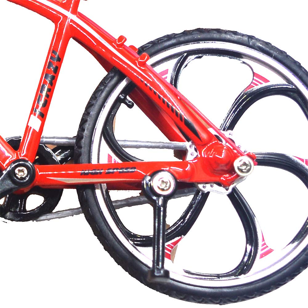 Ailejia Finger Racing Bicycle Mountain Bike Cake Topper Mini Dirt Bike Bicycle Model Cool Boy Toy (Racing Bike Red)