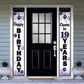 LASKYER Happy 19th Birthday Decorations,19th Purple Balloon Birthday Theme Door Hanging Banner Sign,Cheers to Nineteen Years Old