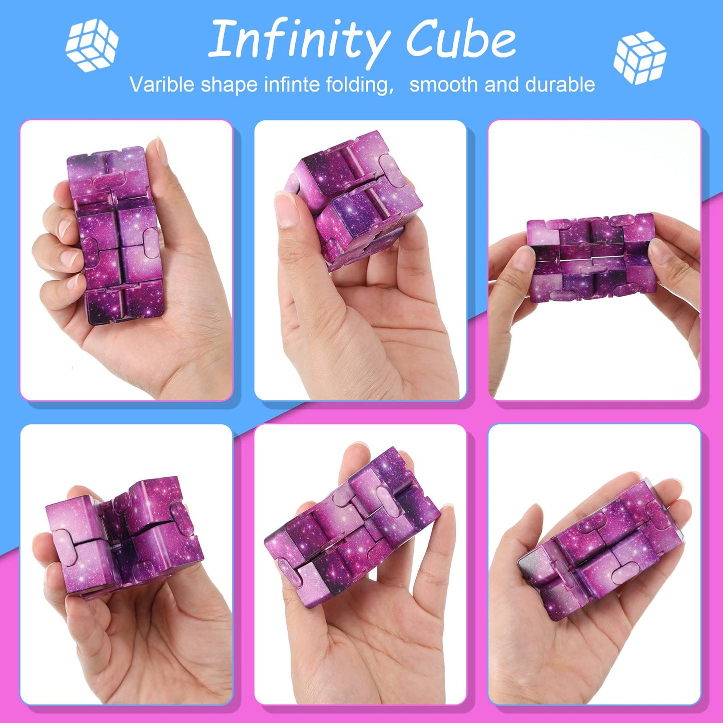 Galaxy Cubes Bulk Toys Gifts Space Astronaut Sensory Stress Anxiety Relief Cool Hand Mini Kill Time Cube Toys Party Favors Stuffers for ADHD Teens mature-themeds  5 Styles(Fresh Style 30 Pieces)