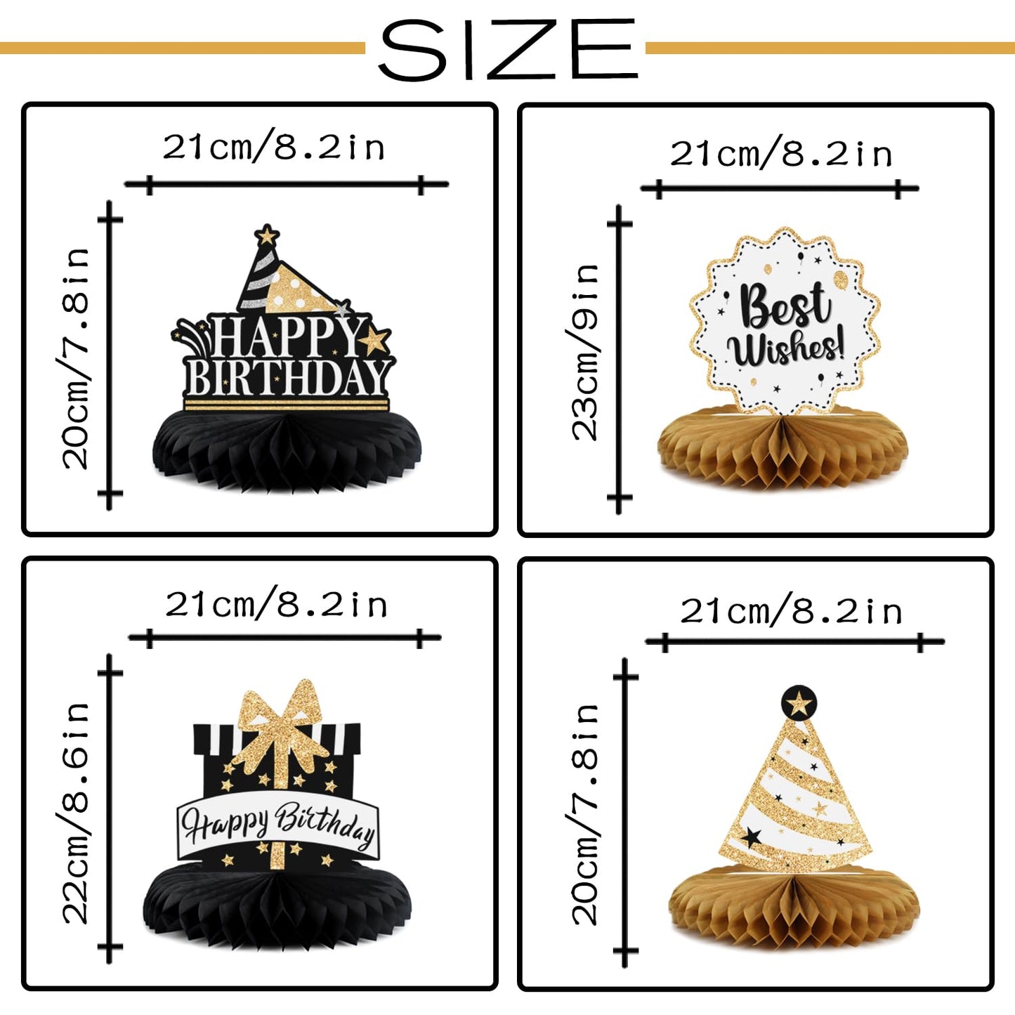 LASKYER Happy 34th Birthday Party Decorations, Glitter Shiny Honeycomb Table Centerpieces 34 Years Old Birthday Party Photoprop