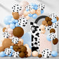 150 Pieces Cow Balloons Garland Arch Kit Cowgirl Cowboy Blue Balloons White Brown Cow Print Farm Animal Balloons For Baby Shower