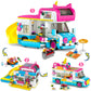 Cubimana 3-In-1 Cat Car Building Set, Girls Camper Van Building Block Sets, Ice Cream Truck City Bus Building Toys With Slide An