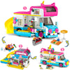 Cubimana 3-In-1 Cat Car Building Set, Girls Camper Van Building Block Sets, Ice Cream Truck City Bus Building Toys With Slide An