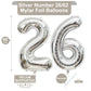 LHOAVWE 40 Inch Silver 26 Number Balloons - Jumbo Mylar Helium Birthday Decor for 26th or 62nd Anniversary Events