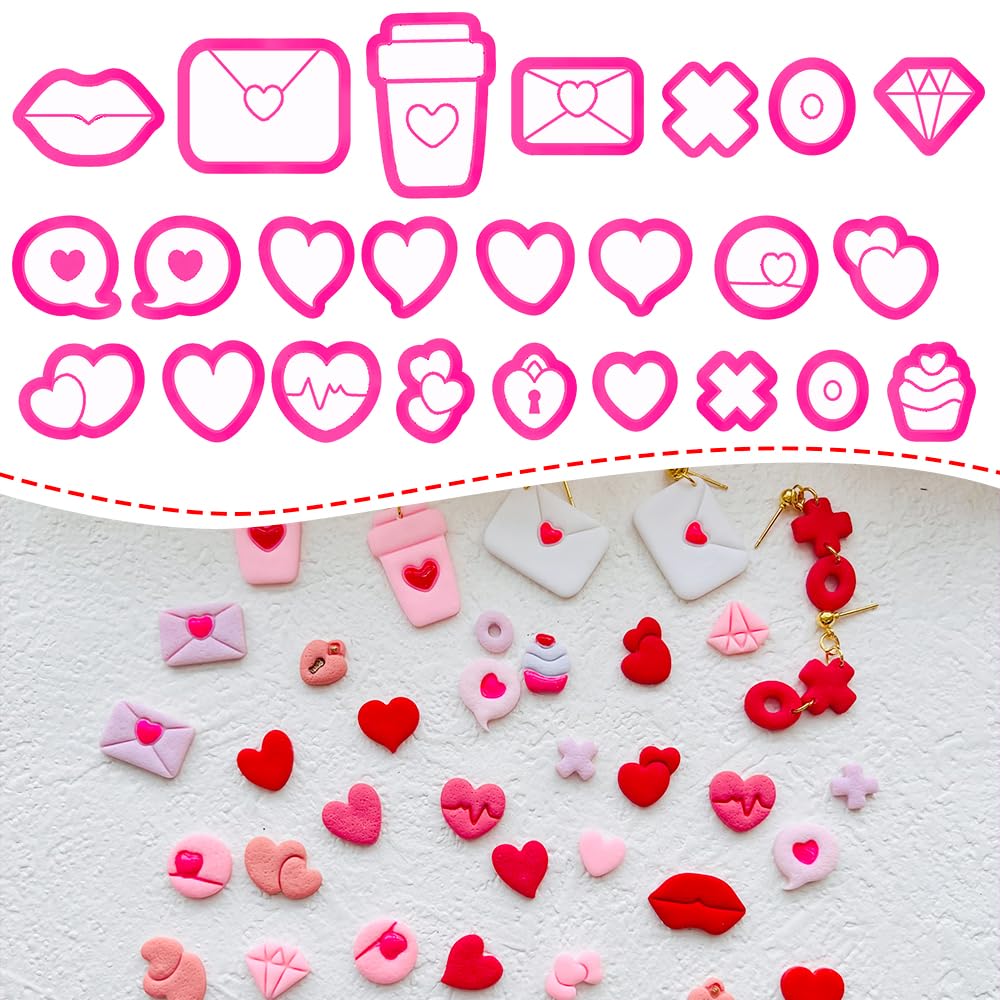 Xaekicr Heart Theme Polymer Clay Cutters Set  Molds, Clay Cutters For Polymer Clay, Clay Earring Tools