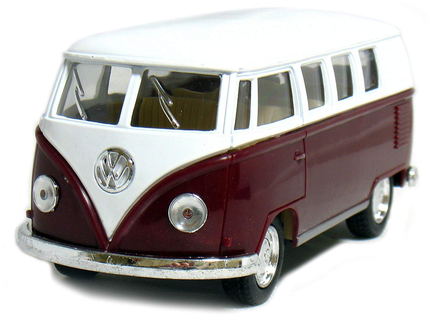 KiNSMART 1962 Volkswagen Classic Bus 1:32 Scale 5'' Die Cast Metal Model Toy Car Maroon