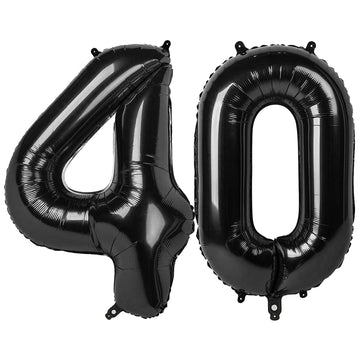40 Balloon Number, Black Number 40Th Birthday Balloons 40 Inch, 40 Years Old Black Birthday Decorations For Men Women, 40Th Anni