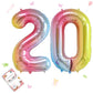 Smlpuame 40 Inch Number Balloons 0-9 Rainbow Gradient Large Number 20 Balloons, Digital Balloons For Birthday Party Celebration