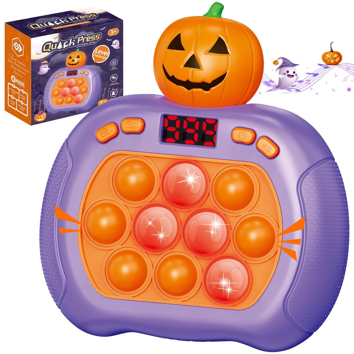 Halloween Pop Push Game Fidget Toys For Kids And Adults, Quick Push Pop Puzzle Handheld Game Light Up Fidget Toy 8-12, Fast Push