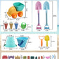 Iokuki Long Shovels Sand Toys Set With Mesh Bag Including Dump Truck, Beach Buckets, Shovels, Rakes, Molds, Outdoor Beach Toys T