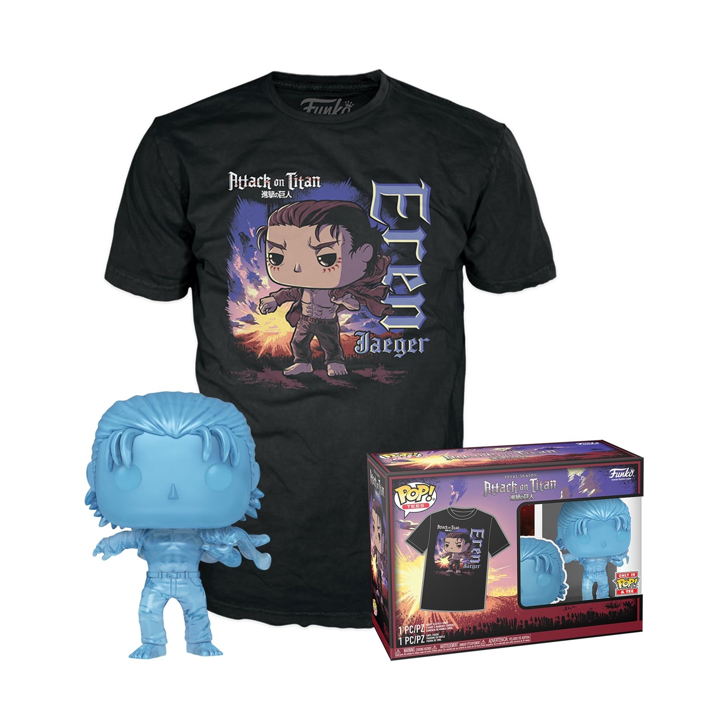 Funko POP! & Tee: Attack on Titan - Eren Yaeger with Marks - Small - (S) - T-Shirt - Clothes with Collectable Vinyl Figure - Gift Idea - Figure and Short Sleeve Top for mature-themeds Unisex Men