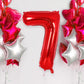 Red Number 7 Balloon 40 Inch, Big Large Foil Helium Number Balloons, Jumbo Giant Mylar Number 7 Balloons For 7 Year Old Birthday
