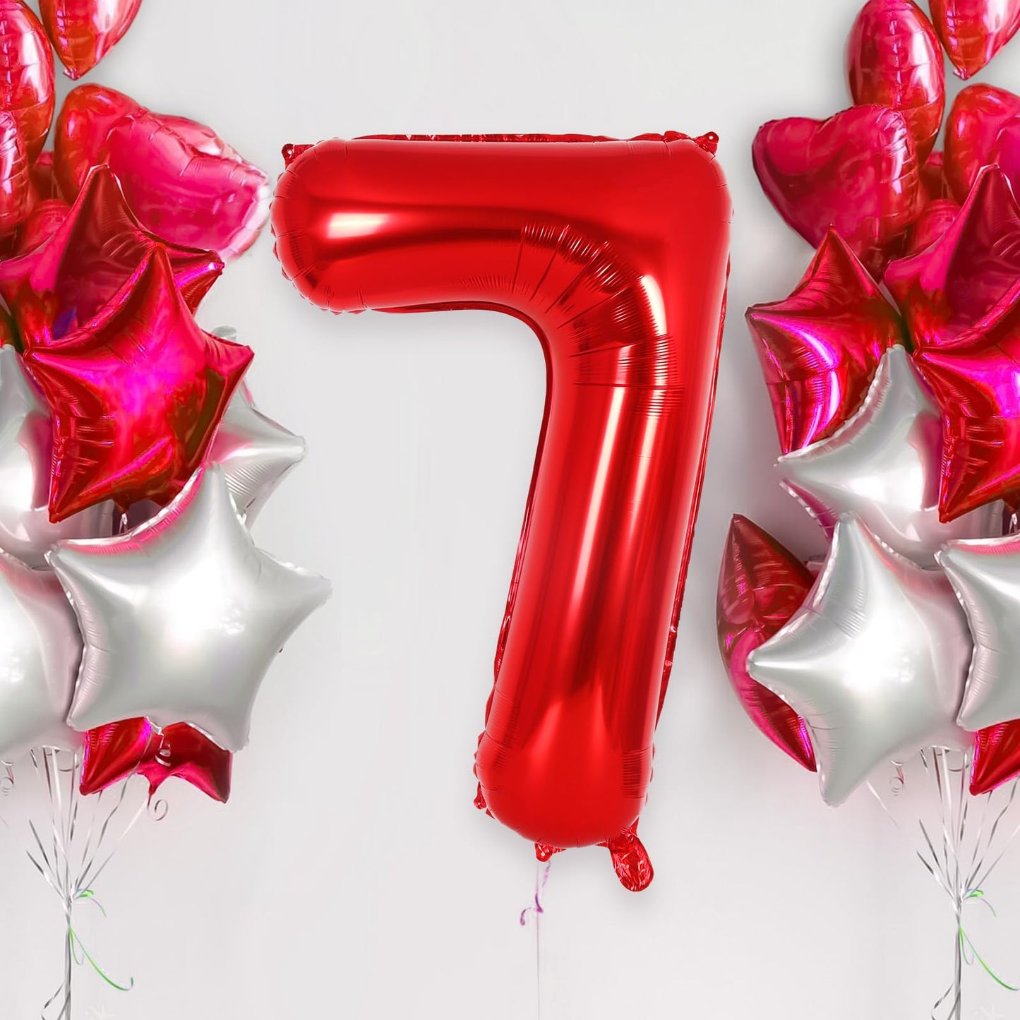 Red Number 7 Balloon 40 Inch, Big Large Foil Helium Number Balloons, Jumbo Giant Mylar Number 7 Balloons For 7 Year Old Birthday