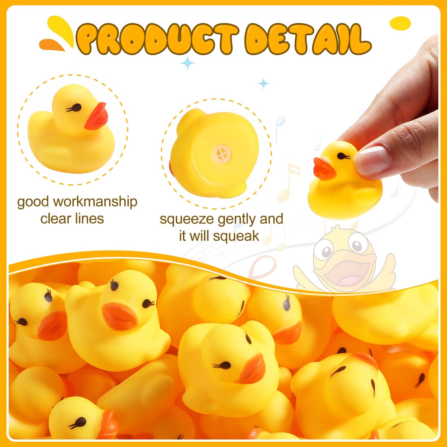 Zhanmai 300 Pcs Rubber Duck Bath Toys, Mini Float Squeak Ducks Bulk For Tiny Baby Shower Preschool Bathtub Toy Pool Party Supplies Birthday, Yellow(1.57 X 1.57 X 1.18 Inch)
