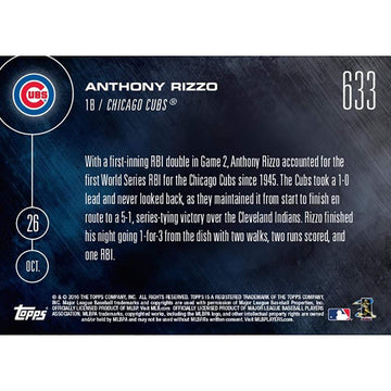 Mlb Chicago Cubs Anthony Rizzo #633 2016 Topps Now Trading Card