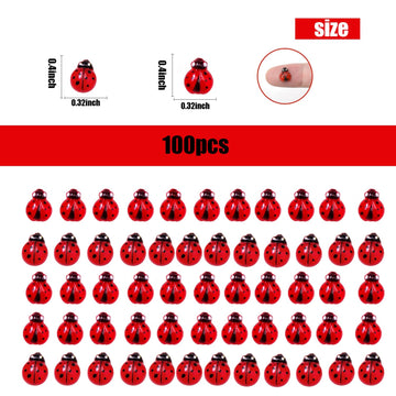100Pcs Mini Ladybug Decor For Dollhouse Resin Tiny Ladybugs For Crafts Micro Miniature Ladybug For Fairy Garden Dollhouse Micro