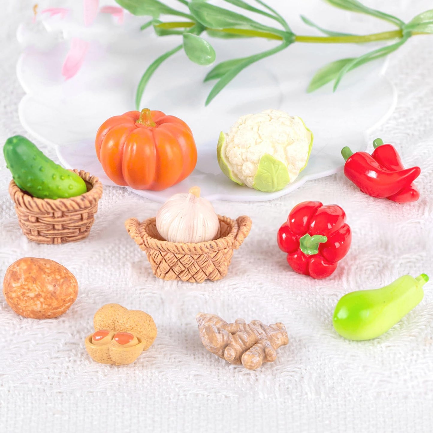 Exasinine 28 Pcs Miniature Food Mini Vegetables Figurines Miniature Baskets For Miniatures Food Kitchen Mini House Store