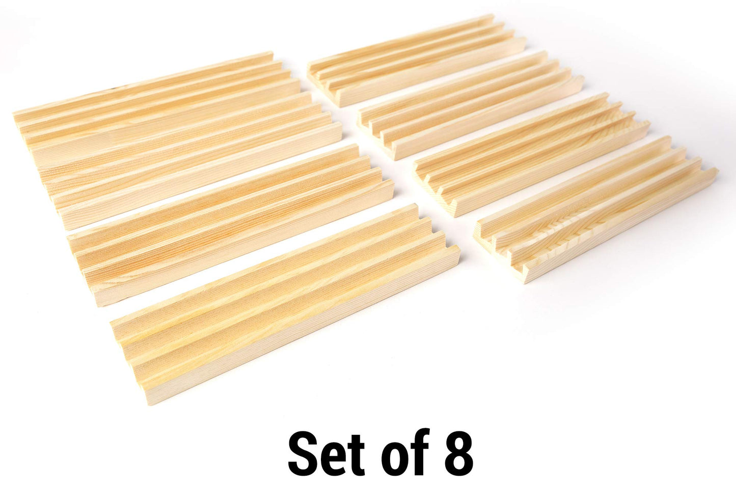 Wooden Domino Train Domino Trays - 8 Solid Wood Domino Holders with 3 Tilted Rows for Ideal Visibility - Domino Holders for Domino Game  Mexican Train Dominoes  Chickenfoot Dominoes  Cuban Dominoes