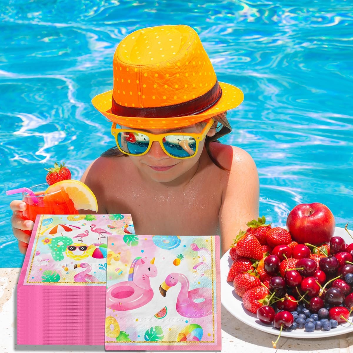 40Pcs Pool Party Napkins Summer Pool Party Supplies Disposable Beach Paper Napkins For Kids Hawaiian Tropical Birthday Swimming