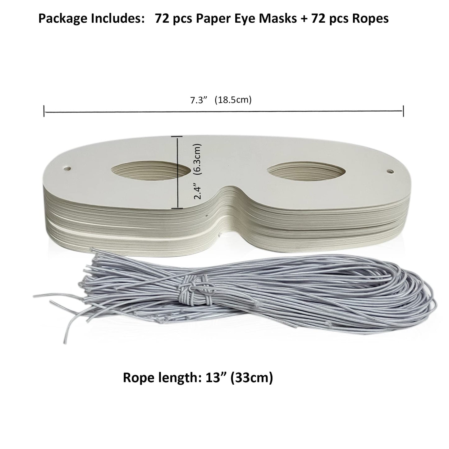 Lependor 72 Pack White Paper Eye Masks, Plain Masquerade Mask DIY Blank Masks Decorate for Costume Party, Halloween Party - 72 P